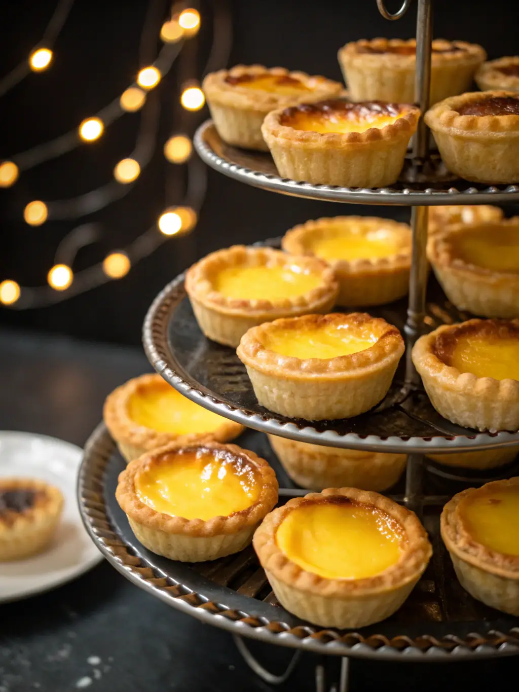 A tempting image of a freshly baked Egg Tart with a golden-brown crust and creamy custard filling.